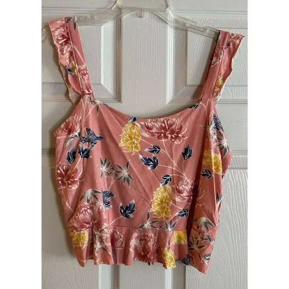 Aeropostale Floral Ruffle Hem Tank Top Size XL - Picture 1 of 3